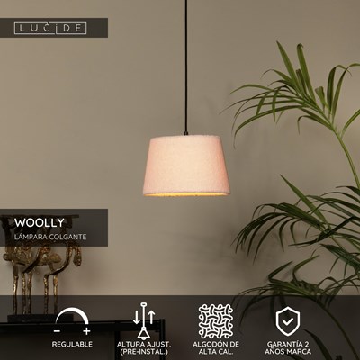 Lucide WOOLLY - Lámpara colgante - Ø 28 cm - 1xE27 - Rosa